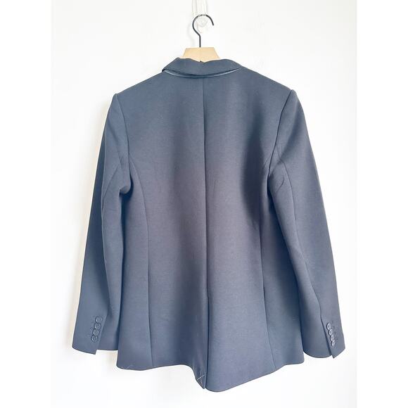 NEW ANN TAYLOR $198 BLACK DOUBLE KNIT TWO BUTTON BLAZER  Black 8 - Picture 4 of 5